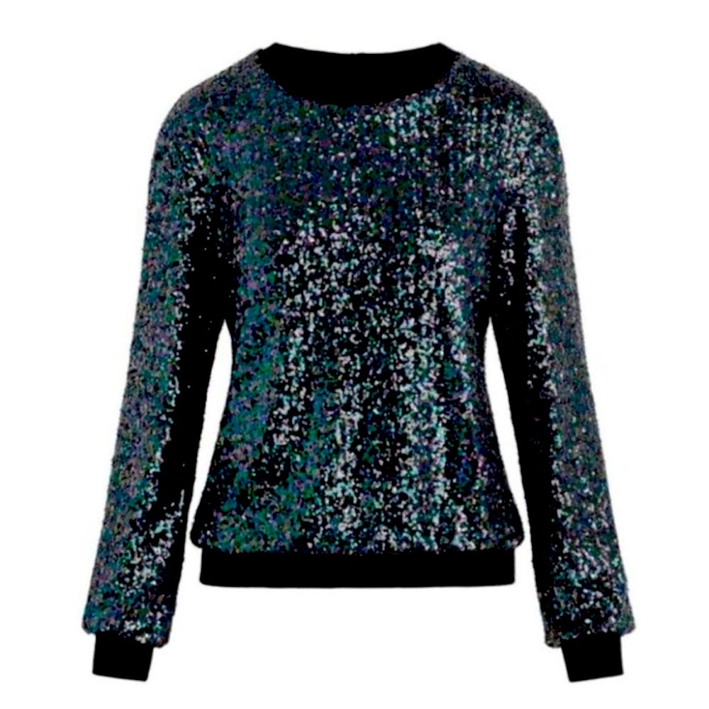 Rachel Zoe NWT black/purple sequin sweater XS